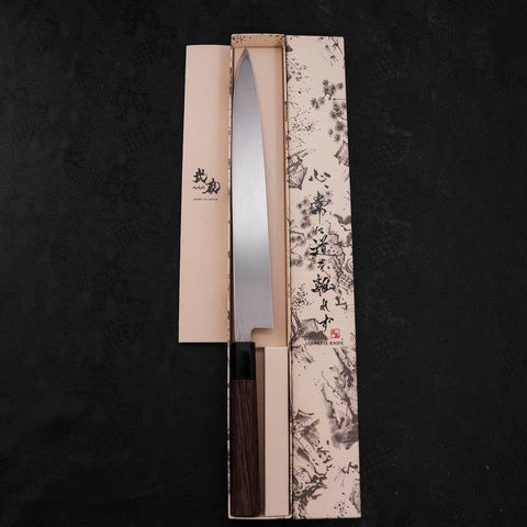 Yanagiba Left Hand AUS-10 Polished Buffalo Wenge Handle 290mm-[Musashi]-[Japanese-Kitchen-Knives]