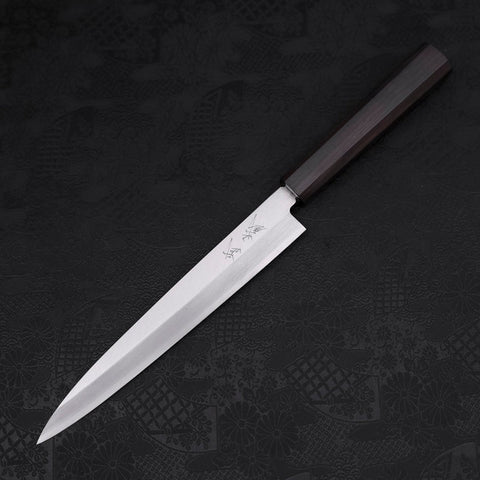 Yanagiba Left Hand AUS-10 Polished Ebony Handle 210mm-[Musashi]-[Japanese-Kitchen-Knives]