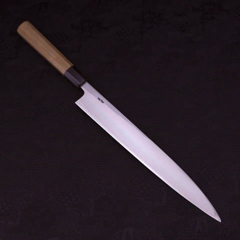 Yanagiba Left Hand White Steel #1 Buffalo Magnolia Handle 270mm-[Musashi]-[Japanese-Kitchen-Knives]