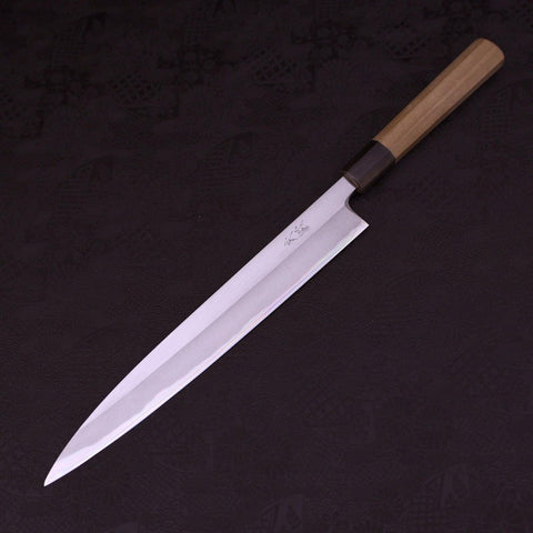 Yanagiba Left Hand White Steel #1 Buffalo Magnolia Handle 270mm-[Musashi]-[Japanese-Kitchen-Knives]