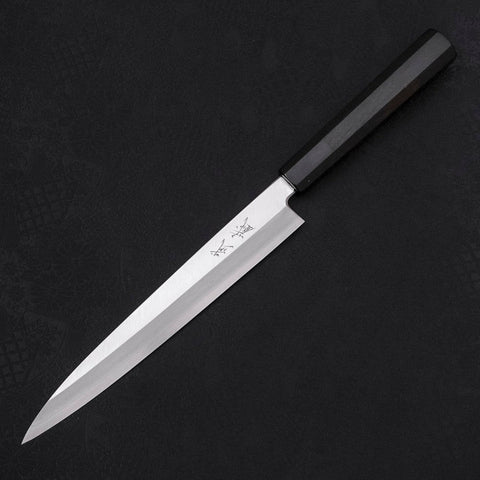 Yanagiba Left -Hand Silver Steel #3 Kasumi Buffalo Ebony Handle 210mm-[Musashi]-[Japanese-Kitchen-Knives]