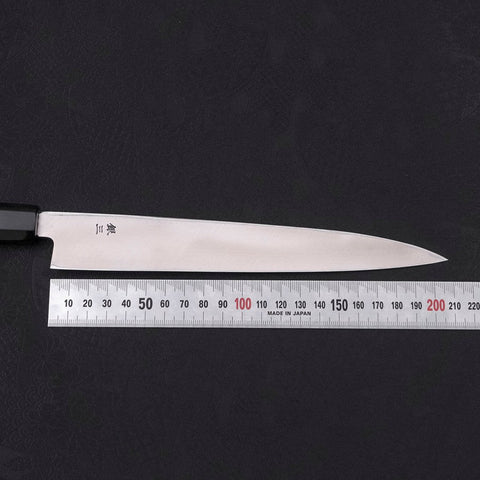 Yanagiba Left -Hand Silver Steel #3 Kasumi Buffalo Ebony Handle 210mm-[Musashi]-[Japanese-Kitchen-Knives]