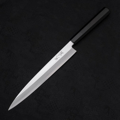 Yanagiba Left -Hand Silver Steel #3 Kasumi Buffalo Ebony Handle 240mm-[Musashi]-[Japanese-Kitchen-Knives]