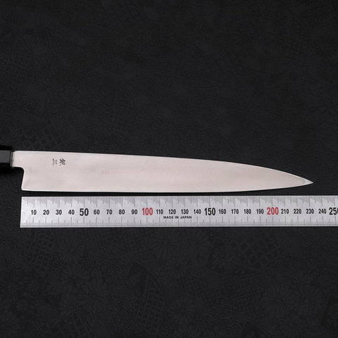 Yanagiba Left -Hand Silver Steel #3 Kasumi Buffalo Ebony Handle 240mm-[Musashi]-[Japanese-Kitchen-Knives]