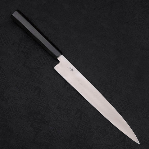 Yanagiba Left -Hand Silver Steel #3 Kasumi Buffalo Ebony Handle 240mm-[Musashi]-[Japanese-Kitchen-Knives]