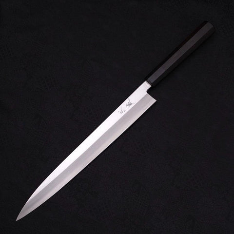 Yanagiba Left -Hand Silver Steel #3 Kasumi Buffalo Ebony Handle 300mm-[Musashi]-[Japanese-Kitchen-Knives]