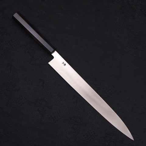 Yanagiba Left -Hand Silver Steel #3 Kasumi Buffalo Ebony Handle 300mm-[Musashi]-[Japanese-Kitchen-Knives]