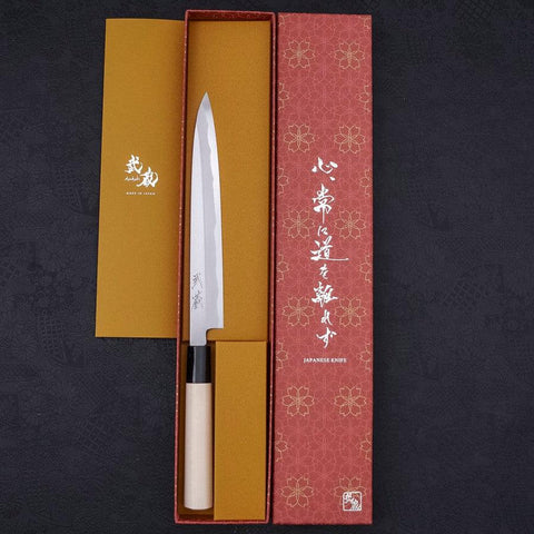 Yanagiba SK Steel Kasumi Magnolia Handle 210mm (8.3”)-[Musashi]-[Japanese-Kitchen-Knives]