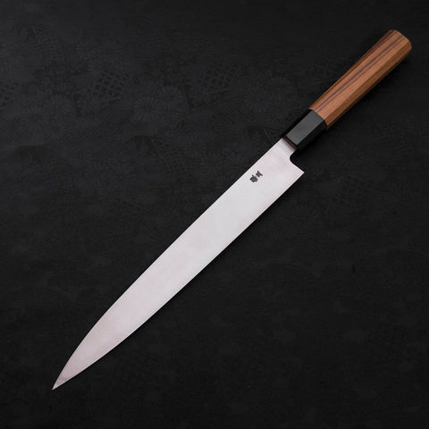Yanagiba Silver Steel #3 Hon-Kasumi Mango de Teca con Cuerno de Búfalo 270 mm