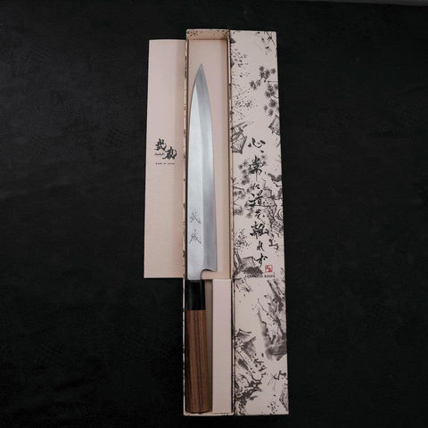 Yanagiba Silver Steel #3 Hon-Kasumi Mango de Teca con Cuerno de Búfalo 270 mm