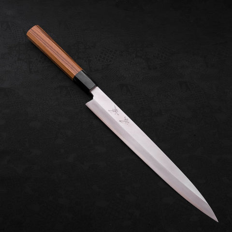 Yanagiba Silver Steel #3 Hon-Kasumi Buffalo Teak Handle 270mm-[Musashi]-[Japanese-Kitchen-Knives]