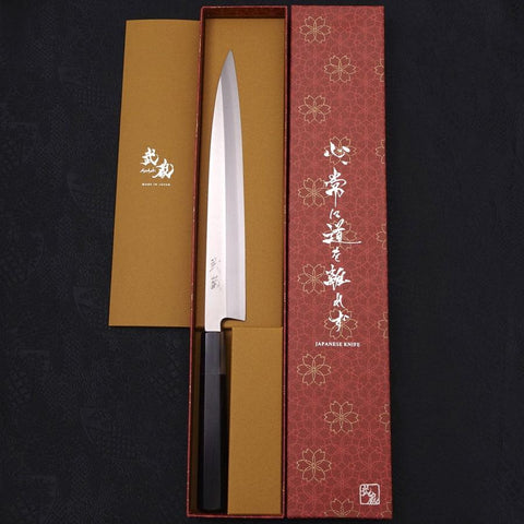 Yanagiba Silver Steel #3 Kasumi Buffalo Ebony Handle 240mm-[Musashi]-[Japanese-Kitchen-Knives]
