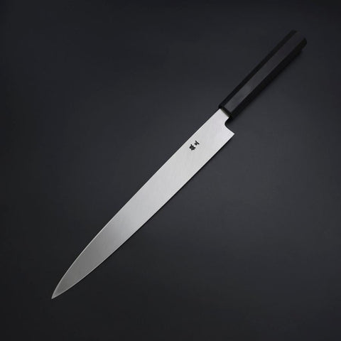Yanagiba Silver Steel #3 Kasumi Buffalo Ebony Handle 270mm (10.6”)-[Musashi]-[Japanese-Kitchen-Knives]