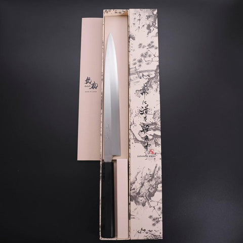 Yanagiba Silver Steel #3 Kasumi Buffalo Ebony Handle 270mm (10.6”)-[Musashi]-[Japanese-Kitchen-Knives]