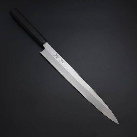 Yanagiba Silver Steel #3 Kasumi Buffalo Ebony Handle 270mm (10.6”)-[Musashi]-[Japanese-Kitchen-Knives]