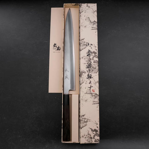 Yanagiba Silver Steel #3 Kasumi Buffalo Ebony Handle 300mm-[Musashi]-[Japanese-Kitchen-Knives]