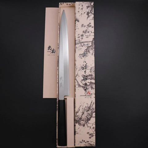 Yanagiba Silver Steel #3 Kasumi Buffalo Ebony Handle 300mm-[Musashi]-[Japanese-Kitchen-Knives]