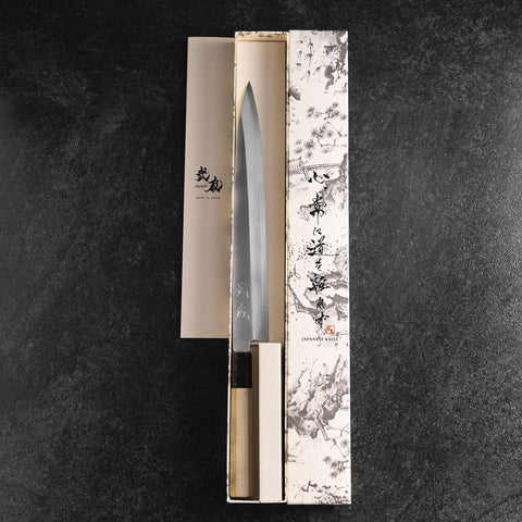 Yanagiba Silver Steel #3 Kasumi Buffalo Magnolia Handle 260mm-[Musashi]-[Japanese-Kitchen-Knives]