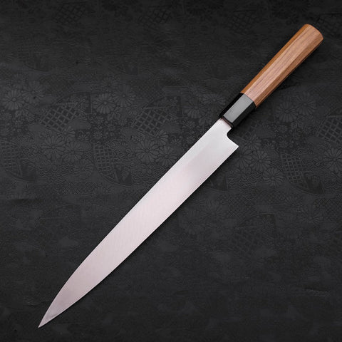 Yanagiba Silver Steel #3 Kasumi Mango de Teca con Cuerno de Búfalo 270 mm