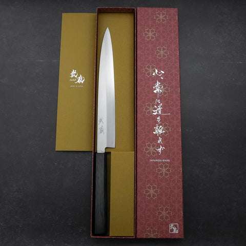 Yanagiba Silver Steel #3 Kasumi Dark Blue Urushi Handle 240mm (9.4”)