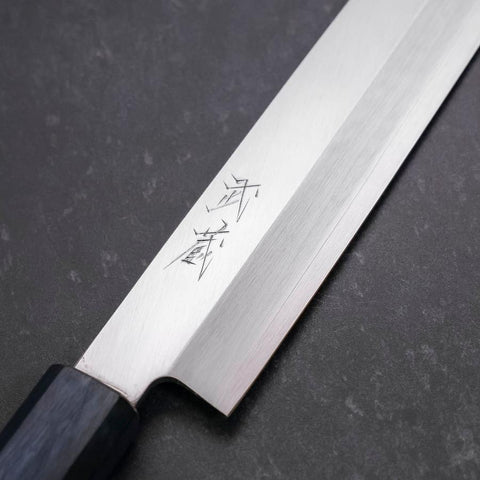 Yanagiba Silver Steel #3 Kasumi Dark Blue Urushi Handle 260mm-[Musashi]-[Japanese-Kitchen-Knives]