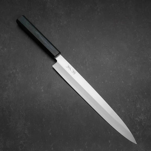 Yanagiba Silver Steel #3 Kasumi Dark Blue Urushi Handle 260mm-[Musashi]-[Japanese-Kitchen-Knives]