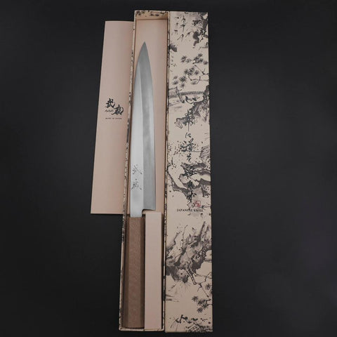 Yanagiba Silver Steel #3 Kasumi White Urushi Handle 260mm-[Musashi]-[Japanese-Kitchen-Knives]