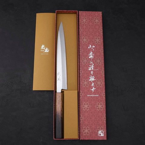 Yanagiba Silver Steel #3 Kasumi Yaki Urushi Handle 240mm-[Musashi]-[Japanese-Kitchen-Knives]