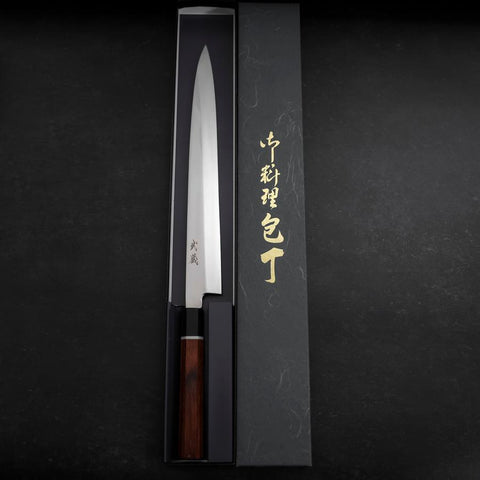 Yanagiba VG-10 Damascus Cherry Handle 300mm with Sheath (11.8”)-[Musashi]-[Japanese-Kitchen-Knives]