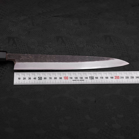 Yanagiba White Steel #2 Kurouchi Buffalo Teak Handle 225mm (8.8”)-[Musashi]-[Japanese-Kitchen-Knives]