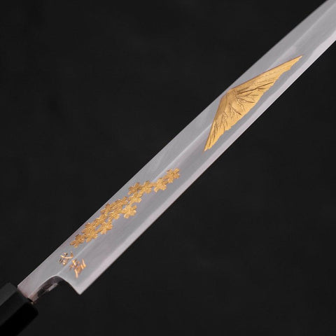 Yanagiba White Steel #2 Kasumi Chokin Sakura-Fuji Buffalo Ebony Handle 240mm (9.4”)