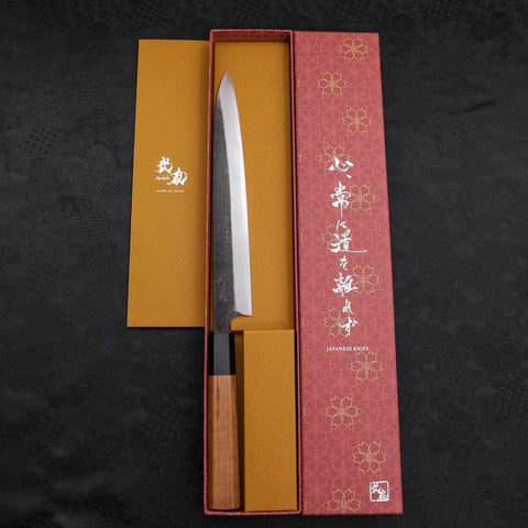 Yanagiba White Steel #2 Kurouchi Mango de Teca con Cuerno de Búfalo 225 mm
